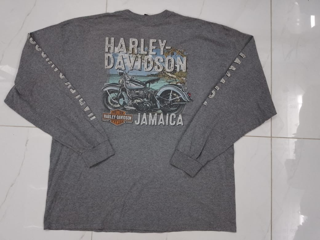 T-shirt homme Harley Davidson manches longues gris moto taille M LACONIA NH