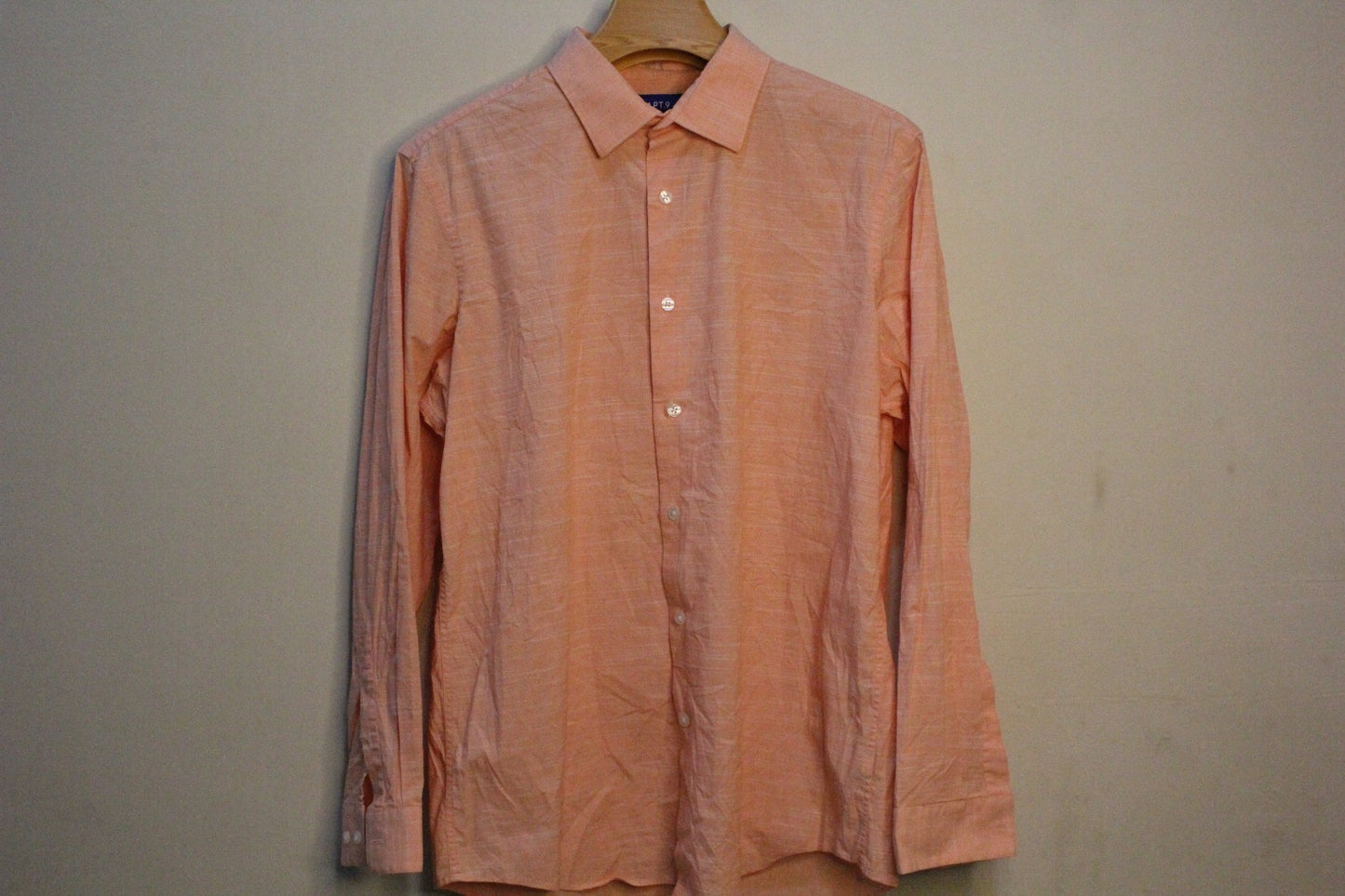 Z Men's Plain Chambray Formal Dress Shirt Light Orange