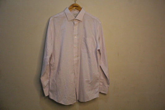 EB WOODS SHIRT MENS 16.5 32-33 STRIPED LIGHT BLUE NON IRON TAILORED FIT DRESS