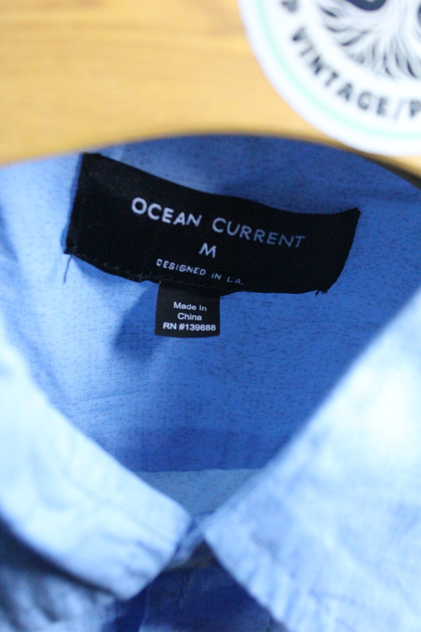 Mens Original Penguin Short Sleeve Stripe Button Down Shirt Blue