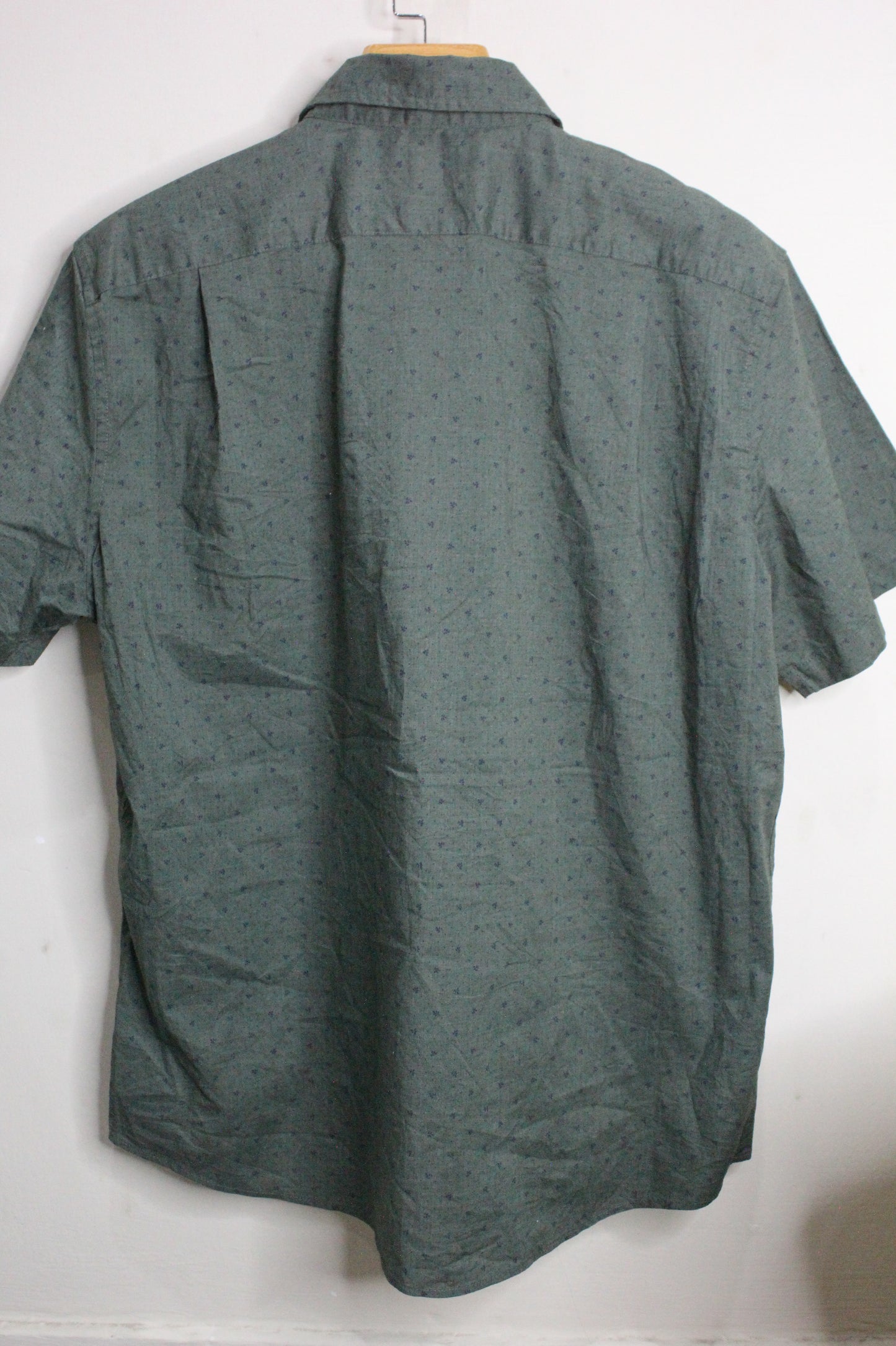 CREW Men Green White Polka Dot Classic Fit Button Up Cotton Dress Shirt Small