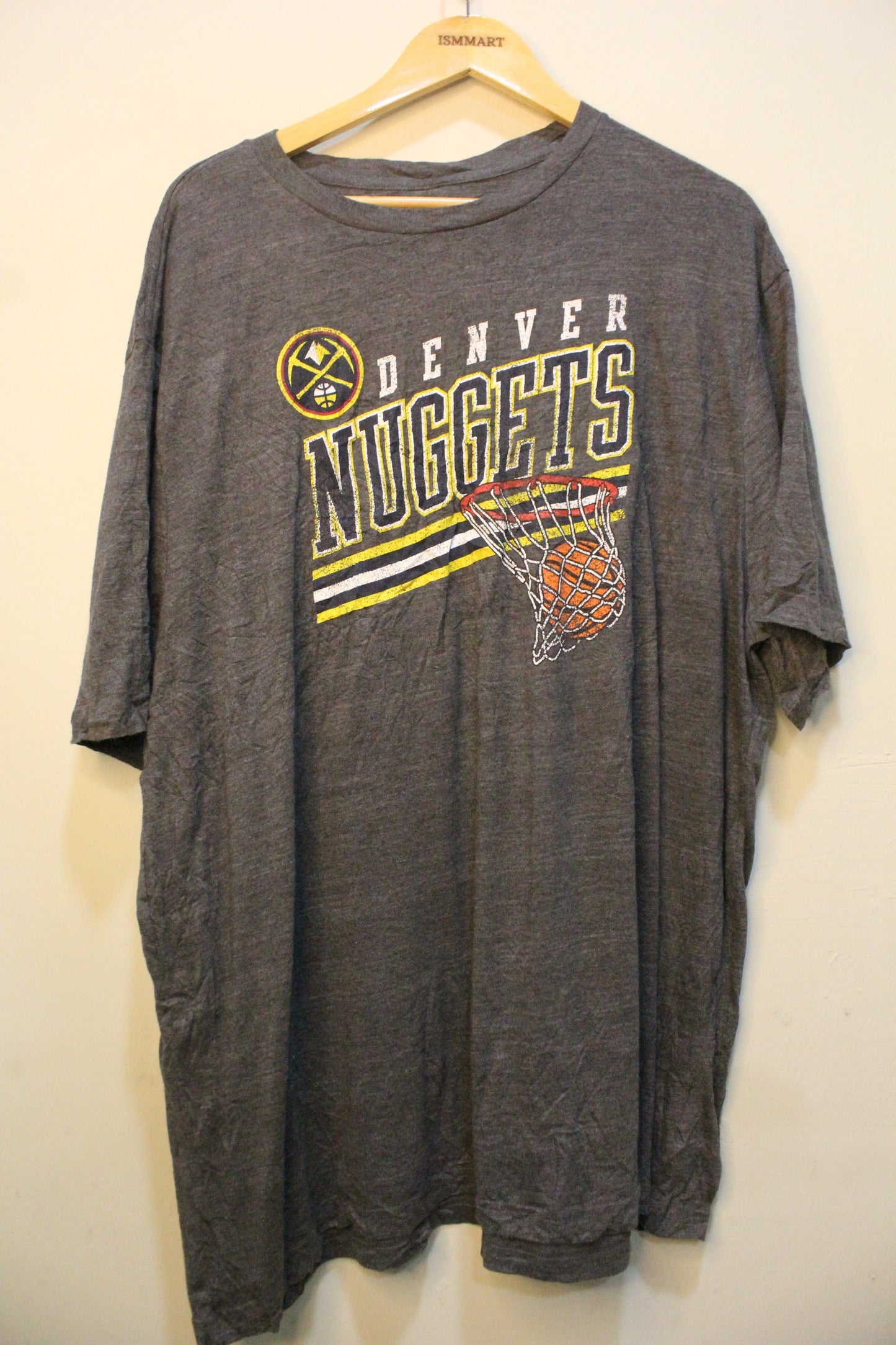 NBA Denver Nuggets Basketball Mens Logo T Shirt Gray Size XL