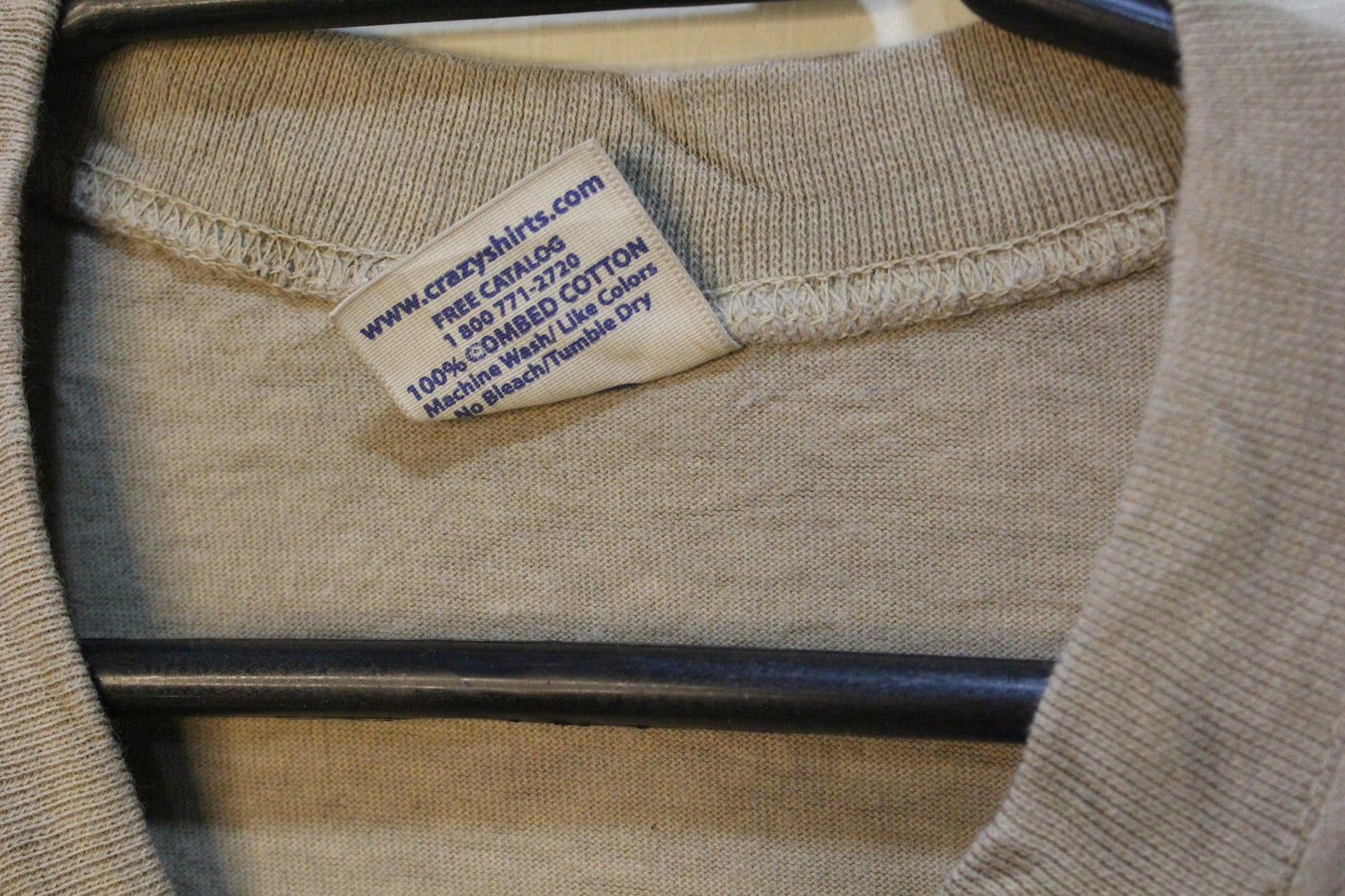 Vtg Adopt A Cat Crazy Shirts Coffee Dyed Cotton Sz L Tan Khaki Humane Society