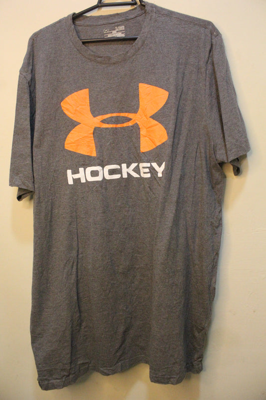 Under Armour Shirt Mens xl yelllow HeatGear Short Sleeve Crew Neck Workout