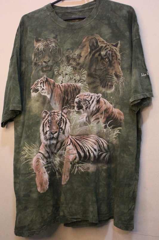 The Mountain Tigers Green Jungle Graphic Tie Dye Shirt 2011 2XL All Over Print