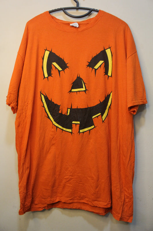 Halloween Jack O Lantern T-Shirt Pumpkin Orange SZ 2XL Fruit of the Loom XXL