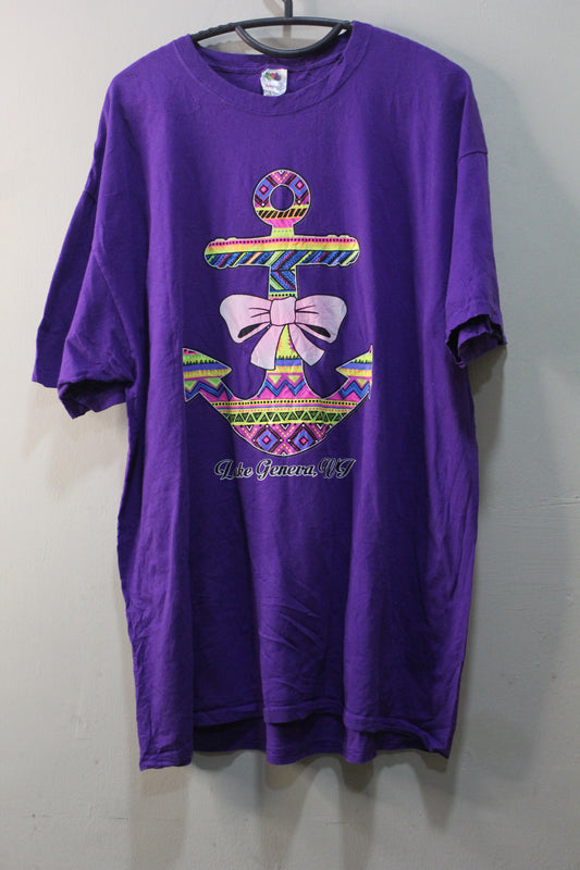 Daytona Beach Florida Womens Size Med Black T-Shirt Neon Green Blue Pink Anchor