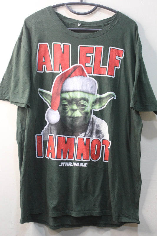 Star Wars Green Yoda An Elf I Am Not Christmas T-Shirt Size M