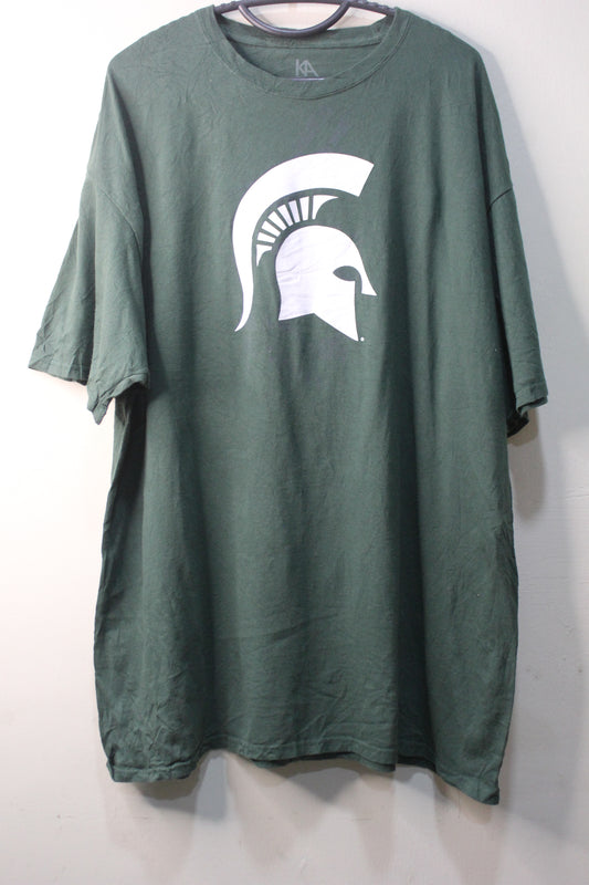 Michigan State Fans Green White Tee Shirt Medium 40" Chest