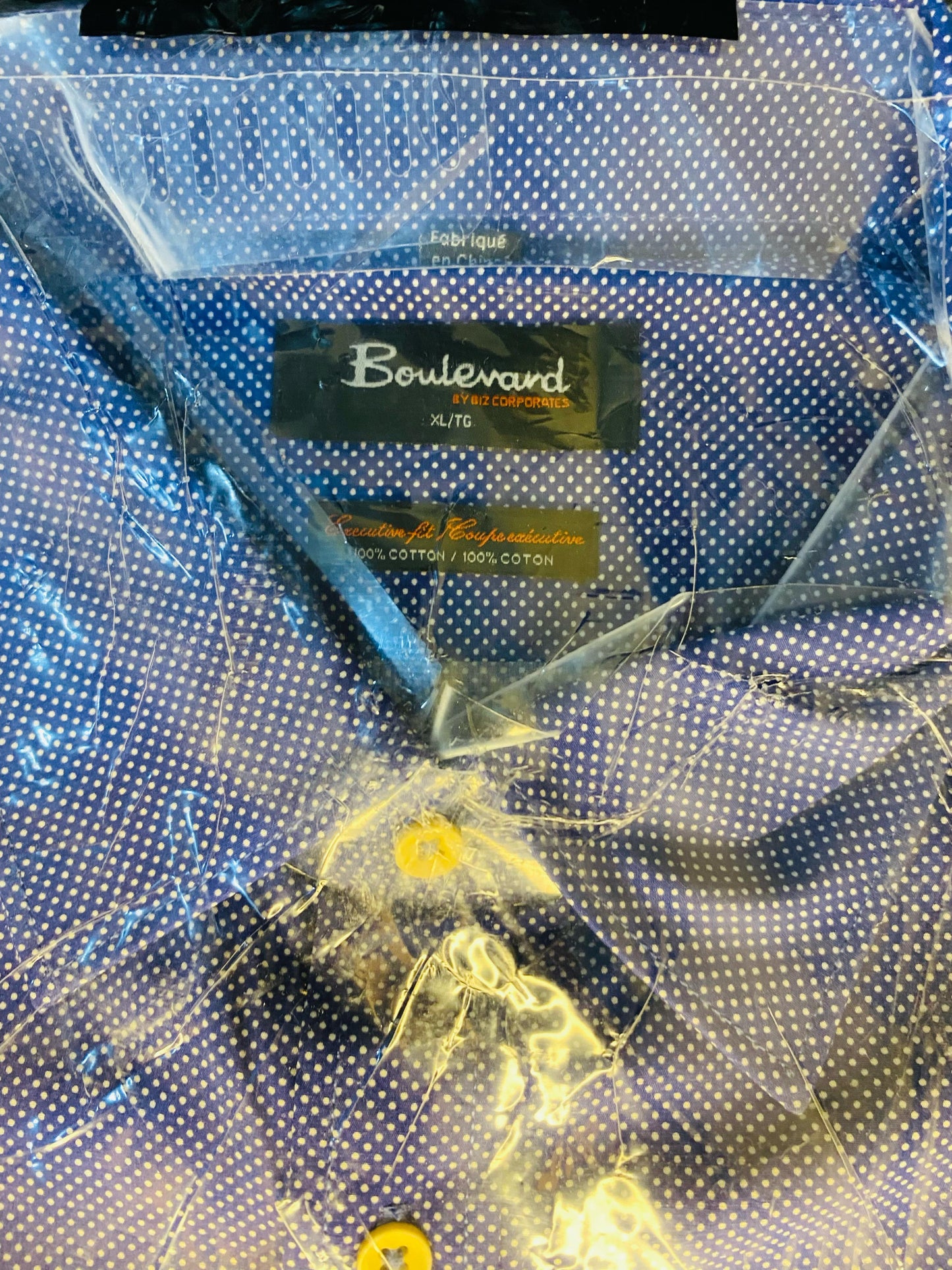 Brumano Cotton Shirts for Men - Blue & White Dobby Formal Shirt