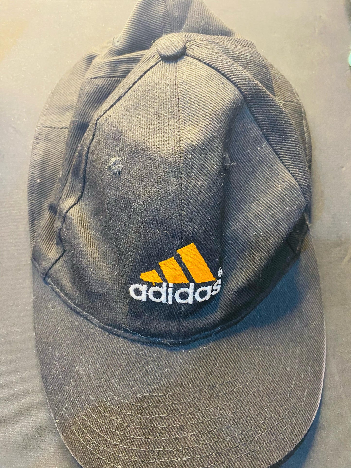 Adidas Hat Cap Strapback Adjustable Black With Yellow Logo