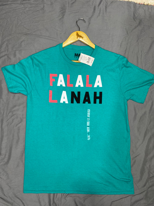 Fa La La La Nah T-shirt Teal Green Holiday Winter Size Medium