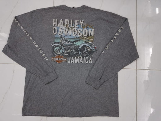 T-shirt homme Harley Davidson manches longues gris moto taille M LACONIA NH