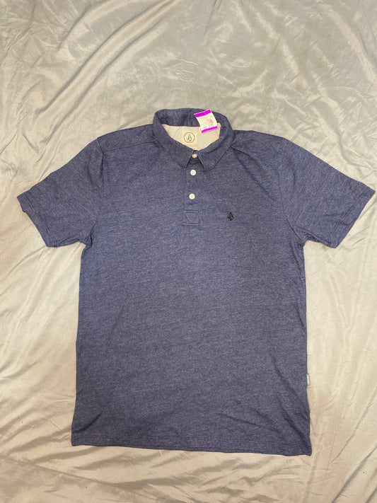 Volcom Polo Shirt Men's Small Blue Embroidered Logo Collared Short Sleeve Adult