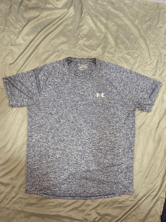 Nike Tennis Polo Shirt Mens Size Large Striped Blue Light Blue Stretch Dri Fit