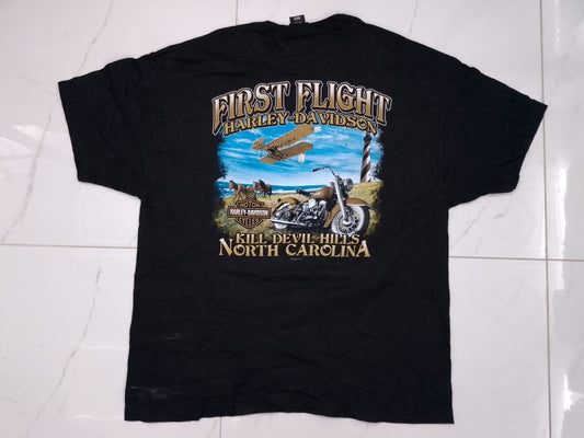 Harley Davidson Faded T Shirt First Flight Kill Devil Hills NC USA Y2K 2000s