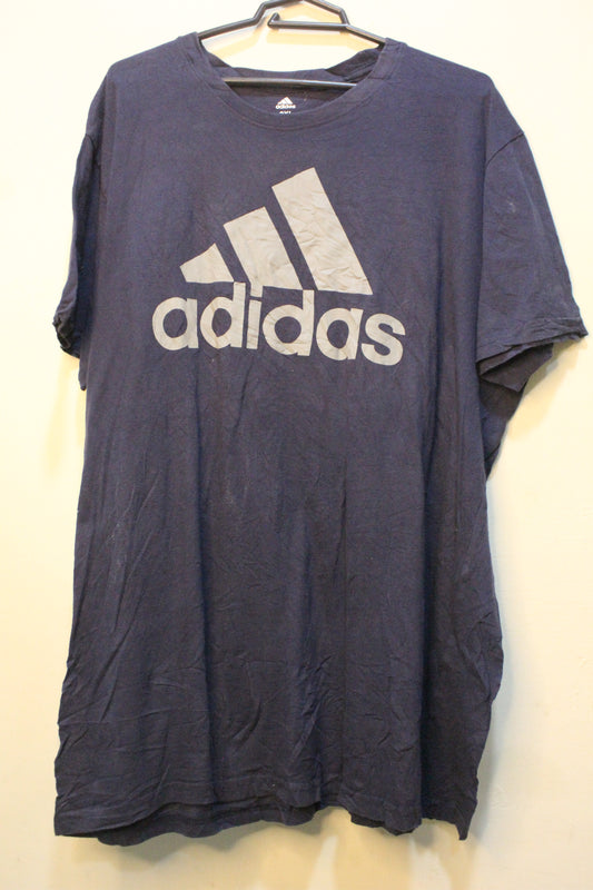 Adidas Logo Blue Graphic Tee Men's Crew Neck Small