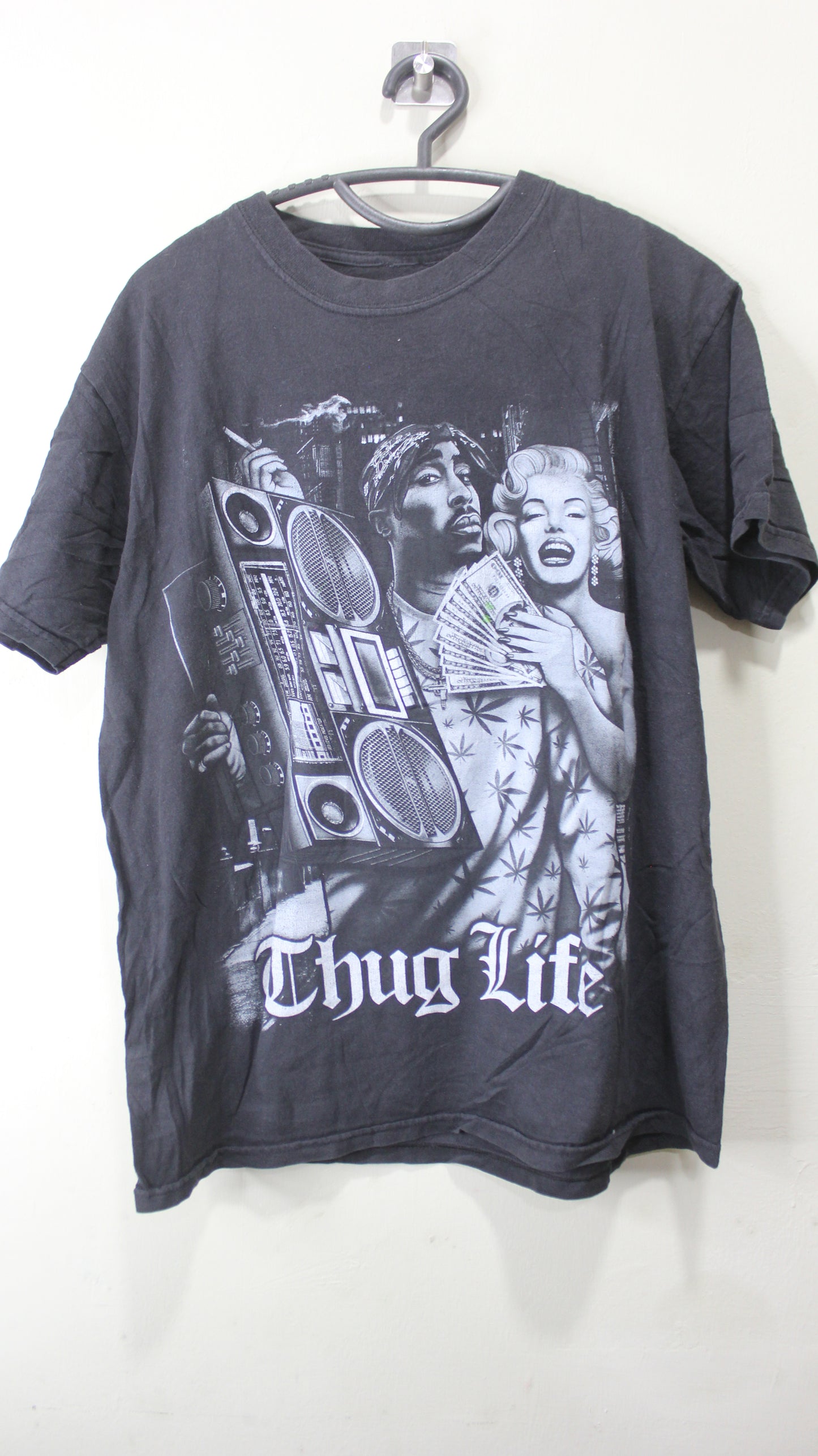 Vintage 90s Tupac 2Pac Thug Life Rap Hip Hop Black T-shirt
