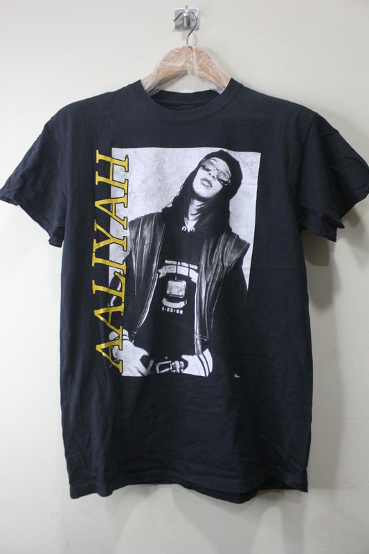 Aaliyah Shirt Mens Medium Black Ripple Junction Short Sleeve RIP Portrait