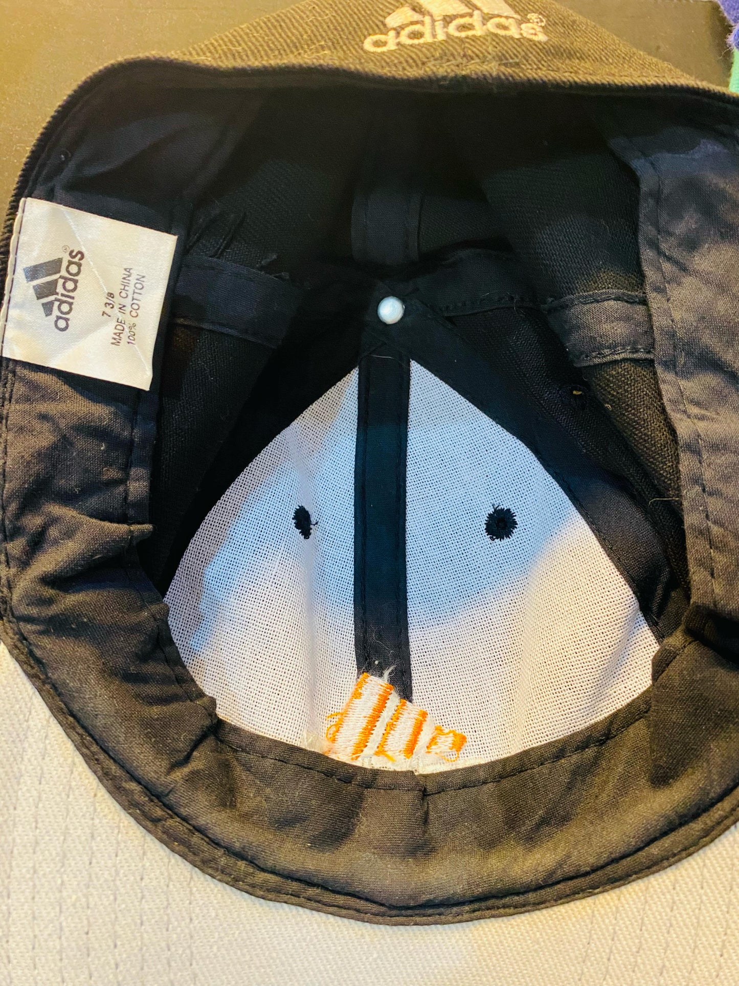 Adidas Hat Cap Strapback Adjustable Black With Yellow Logo